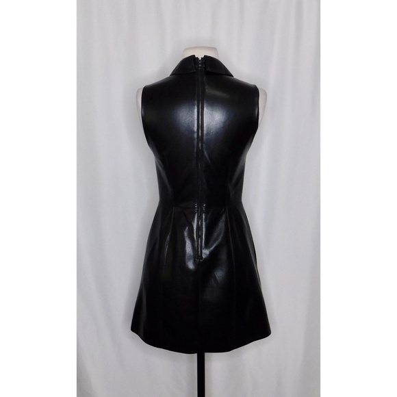 ALICE + OLIVIA Ellis Zip-Front Vegan Leather Mini Dress Black Faux Solid Size 0 - Picture 9 of 16